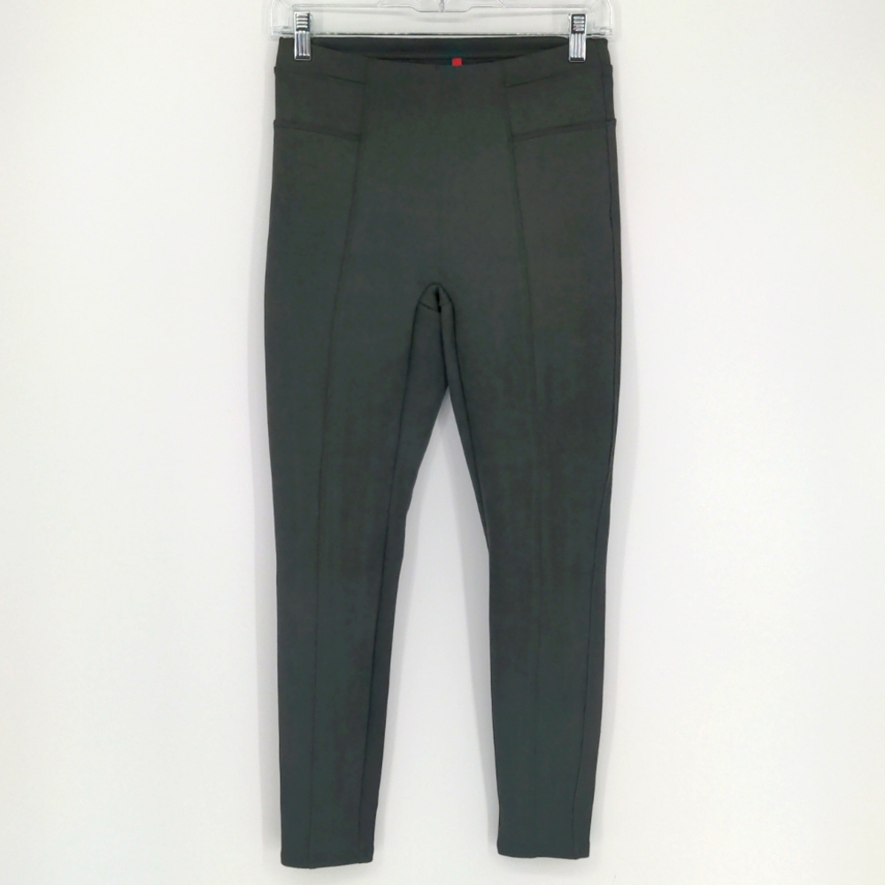 Spanx Velvet Leggings Olive Green Size Small‎ Faux Suede Pull On Stretch Shaping